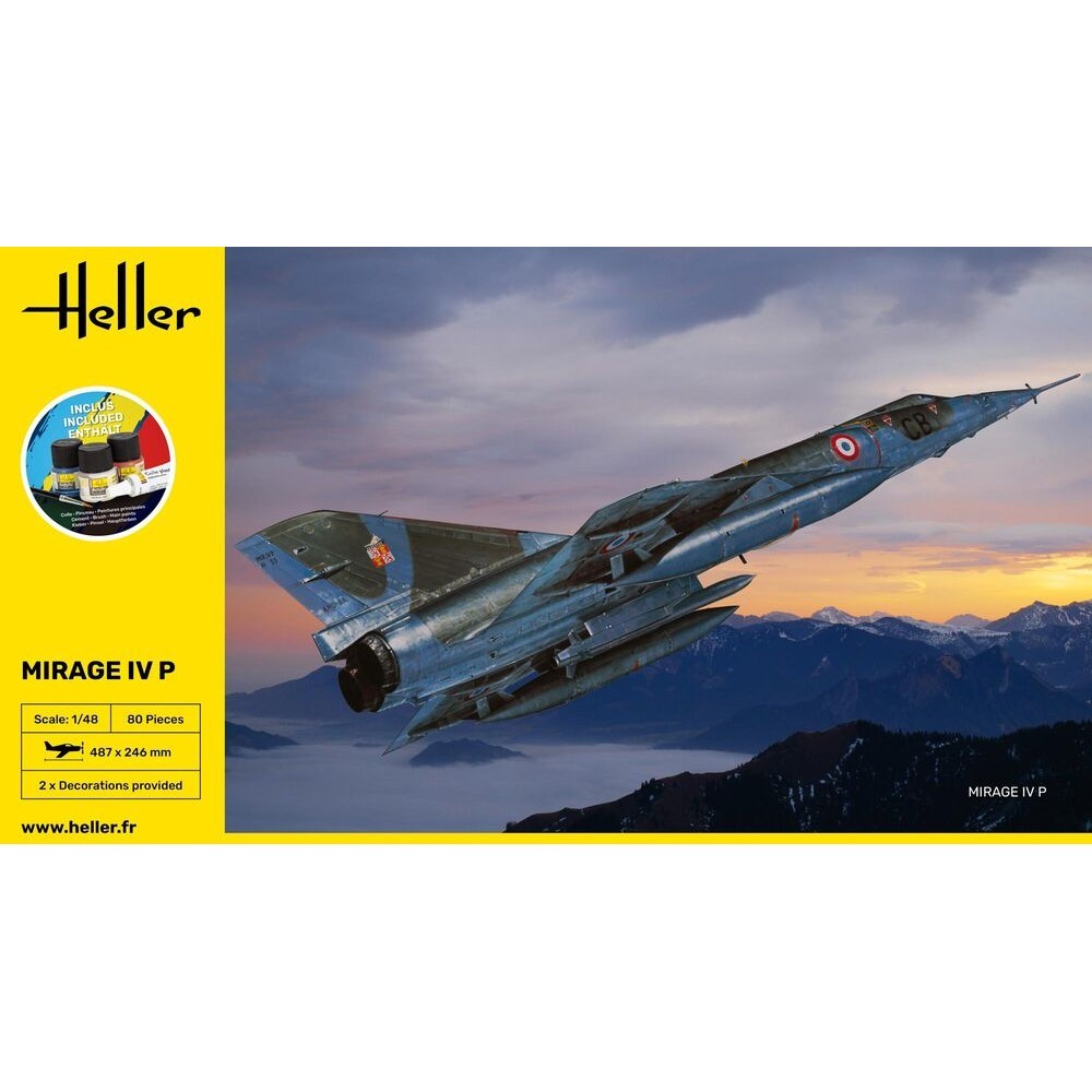 Kit Maquette Heller 56493 Mirage IV P échelle 1:48 avec peinture et colle incluses