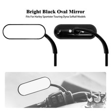 Black Motorcycle Oval Rear View Mirrors For Harley Touring Road Electra Glide
