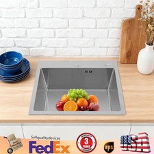 18 Gauge Stainless Single Bowl Topmount Drop In Kitchen Sink 22x18in Silver