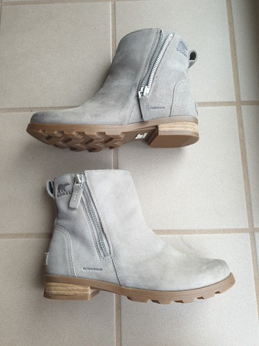 Sorel Emelie Waterproof Zip Gray Leather/Suede Boots Women's 6.5 - Picture 3 of 9