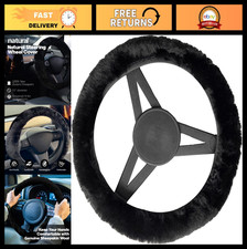 Genuine Sheepskin Steering Wheel Cover 15 Universal Fit Furry Soft Grip Cover
