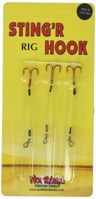 Northland Tackle Lethal Sting'r Walleye Fishing Rig, 3pk, Red, 2in Mono