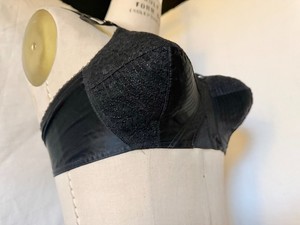 Vtg 1960s MCM, BULLET BRA by "PERMA LIFT" JET BLACK w/ RADIUS STITCH, 33 / 34 B