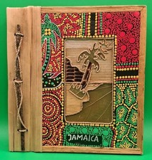 Handmade Natural Palm Leaf Jamaica Scrapbook Photo Album 4 X 6 Wood Paper String