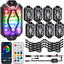 Five-Sided RGB Rock Lights - 8 Pods Multicolor Glow App/Remote Control, Music Sy