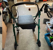 Days 4-Wheel Rollator Walker with Seat & Handbrakes, Green, Indoor/Outdoor