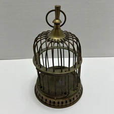 Vintage Solid Brass Decorative Hanging Bird Cage Handcrafted In India 7” x 4.25”