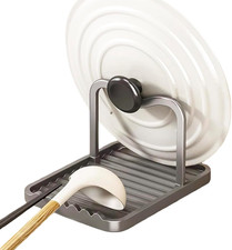 Anti-Rust Metal Spoon Rest with Lid Holder While Cooking, Grey