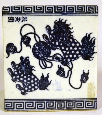 Vintage CHINESE Porcelain OPIUM PILLOW-Foo Dogs