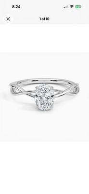 950 Platinum With Oval Cut Lab-Grown Diamond Twisted Shank Women's Pretty Ring