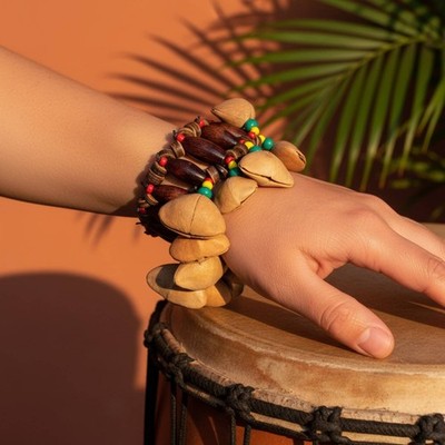 Perkussionsarmband Natürliche Schale Rasselarmband Handgemacht für Trommelspiel