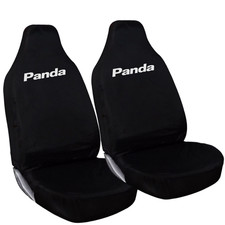 Fits Fiat Panda - Waterproof Car Seat Covers Front Pair Black Universal Fit