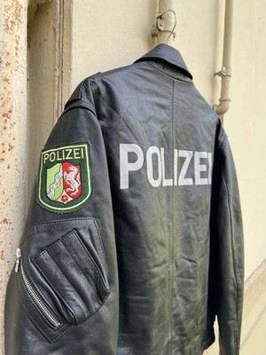 Zee German Polizei Leather Jacket   Men s Classic Biker Style