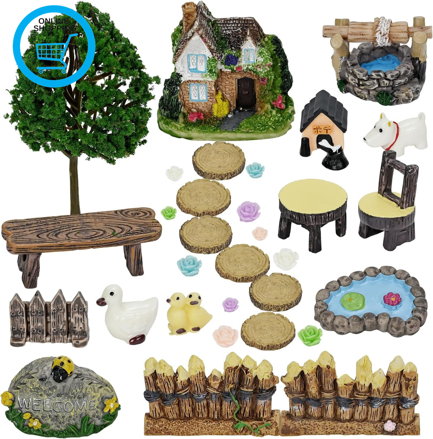 Fairy Garden Accessories, Fairies Welcome Garden Kit, 32Pcs Miniature Fairy Gard