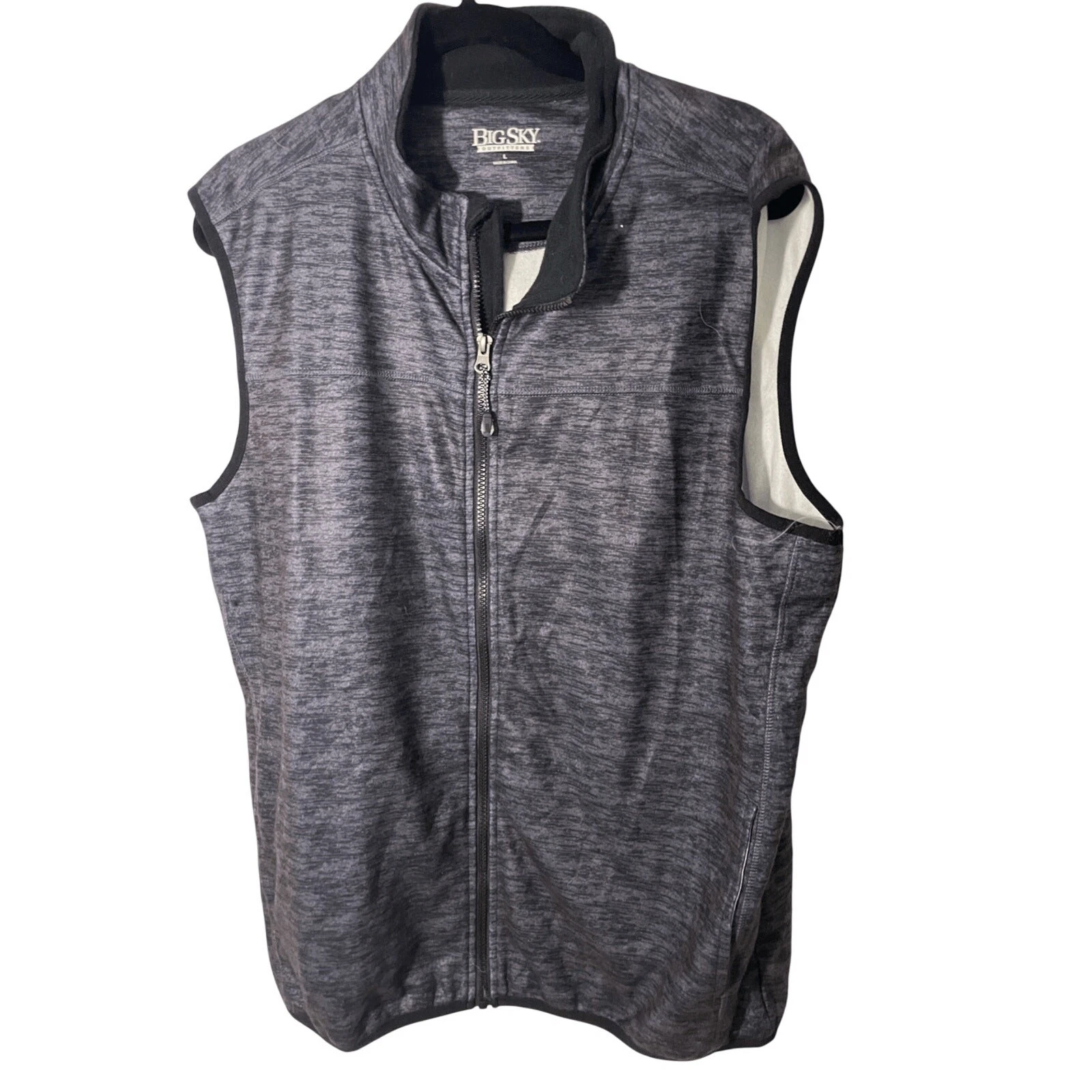 Big Sky Outfitters Men's Grey Front Zip Vest L Gorpcore Utility Outdoors Hike