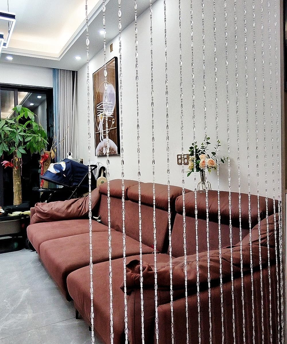 ave split Beaded Curtain Doorways Acrylic 39W x 78.7L (Pack of 1), Clear 