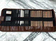 Artist Drawing Sketching Pencil Set with Leather Case - Brand New-Never Used