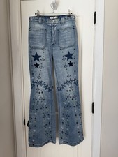 We The Free Delphine Embroidery Flare Jeans Size 28