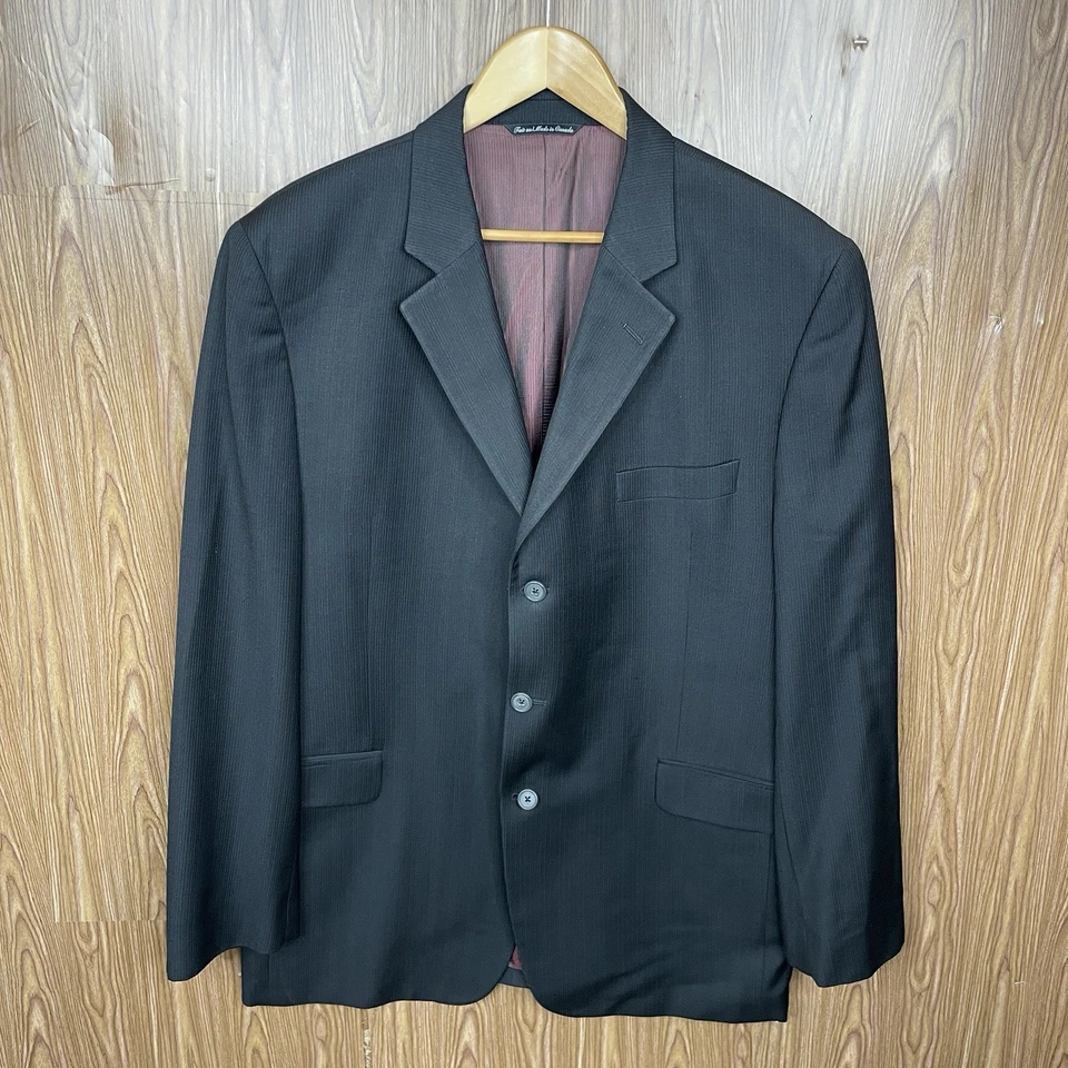 Jack Victor 2 Piece Suit Mens 44L 38x30 Black Multicolor Striped Three Buttons - Image 3 of 4