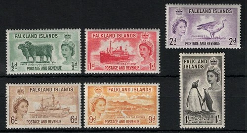 1955-57 FALKLAND ISLANDS - SG 187/192 5 MNH Values**