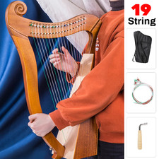 19-String Wooden Lyre Harp Mahogany Solid Harp For Adult Kids Beginner w/Bag UK