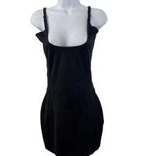 SPANX Assets Women's Size 1X Shaping Slip Black Square Neck Reversible Open Bust