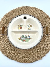 Vintage Baby Warming Dish Divided Child Plate Nursery Rhyme Ducks Bakelite USA