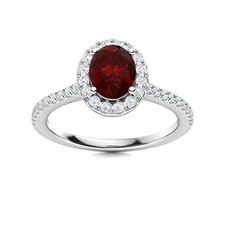 Natural Garnet 925 Sterling Silver Solitaire with Accents Ring Jewelry