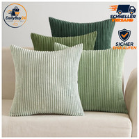 Kissenbezug Kordsamt SalbeigrüN 45X45 Cm 4Er Set FüR Sofakissen 4 StüCk