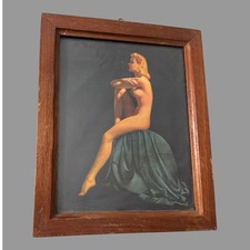 Vintage Art Deco Nouveau Pin Up Oak Framed Print