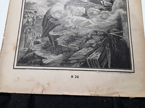 Old religious engraving early 1900 Moises 10 Commandmen maison de la bonne N26 - Picture 5 of 5