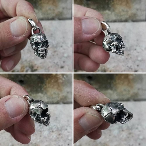 925 Sterling Silver Details Skull Pendant Biker Punk Jewellery TA221B - Picture 12 of 12