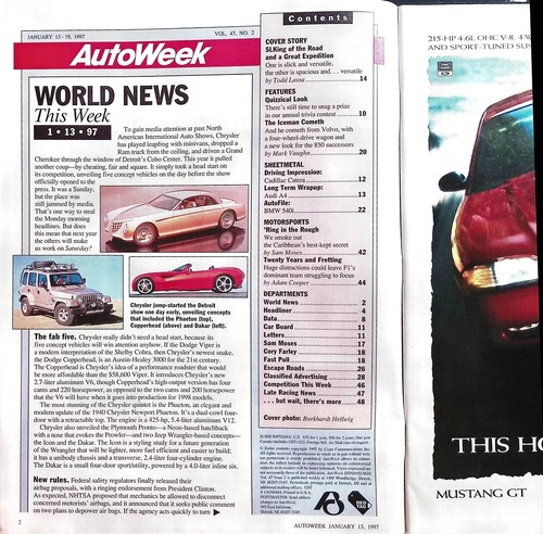 Autoweek Magazine January 13, 1997 Car of the Year Mercedes Benz SLK - Imagen 2 de 2