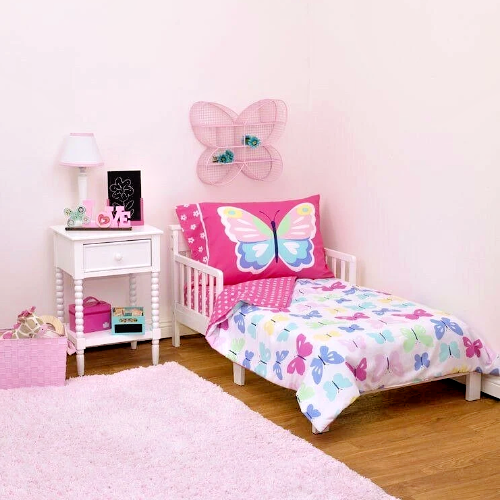 Carter's Butterflies 4-Piece Toddler Bedding Set, Reversible Bed in a bag NEW - Picture 1 of 10