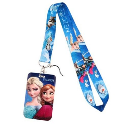 Elsa And Anna Cartoon Movie Sisters Lanyard With ID Holder Keychain