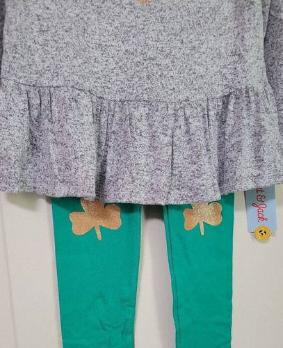 Cat & Jack Girls 2pc Outfit Lucky Shirt Leggings St.Patrick's Day NWT 4T - Picture 2 of 9