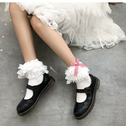 Japanese Lolita Mori Girls Lace Bow Kawaii Mid Socks JK Uniform Cute Socks women - Picture 7 of 16