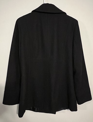 Marvin Richards New York Black Wool Blend Double Breasted Pea Coat Size L - Picture 2 of 7