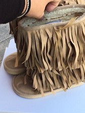 Fantastic JUICY COUTURE Tan Suade With Fring Boots, Kids 1 NEW!