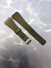 19mm VINTAGE FLEXON BLACK RUBBER MEN SPORTS DURABLE WATCH BAND SILVER BUCKLE New