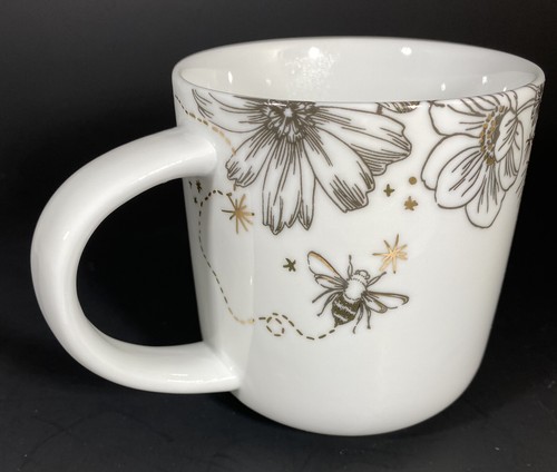 Nordstrom Monogram Initial ‘D’ White Black Metallic Gold Elegant Mug Porcelain - Picture 3 of 10