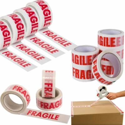 FRAGILE PRINTED STRONG PACKAGING TAPE 48MM X 66M PARCEL PACKING 2 4 6 12 24 36