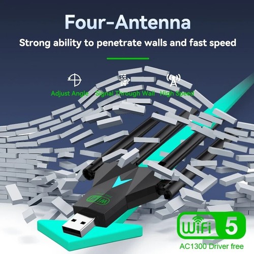 Adaptateur WIFI sans fil USB 3.0 1300 Mbps longue portée dongle double bande réseau 5 GHz - Photo 6/7