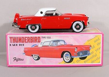 50's Fifties Tin Friction Car Ford 1956 Red Thunderbird Hard Top Original Box