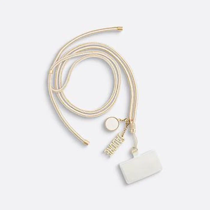 DIOR 2025 J'adore Phone Mobile Cord/ID Card With Charms Gold White Straps NEW - Image 2 of 4