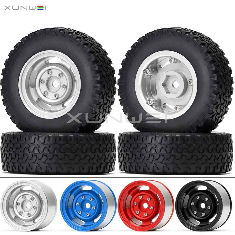 1.55" Alloy Beadlock Rim 78×25mm Tire Tyre For 1/10 Axial LC70 D90 MN CC01 MST - Image 3 of 4