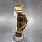 Seiko Halfmoon Watch Women 14mm Gold Dial Gold Tone Asymmetrical New Battery