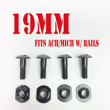19mm ACH w/ RAILS HELMET HARDWARE SET 4-POINT CHINSTRAP SCREW BOLT &amp; NUT 4pk New