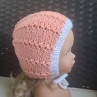 Cute Orange Handmade Knit Bonnet Hat for Baby Girls - Size Newborn to 2 Months — photo 2
