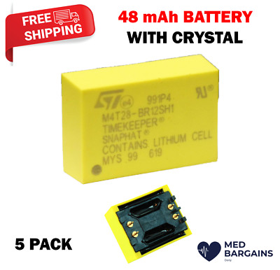 SNAPHAT M4T28-BR12SH1 48 mAh Lithium Coin Cell Battery With Crystal - 5 PACK